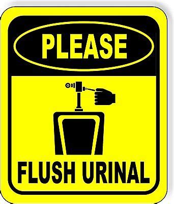 Please Flush Urinal Toilet Metal Aluminum Composite Funny Bathroom Sign