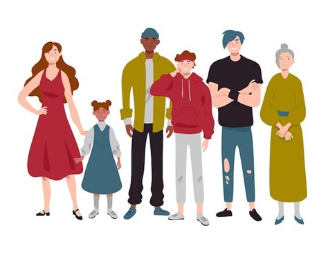 Premium Vector Group Of People Of Different Ages Childhood Youth