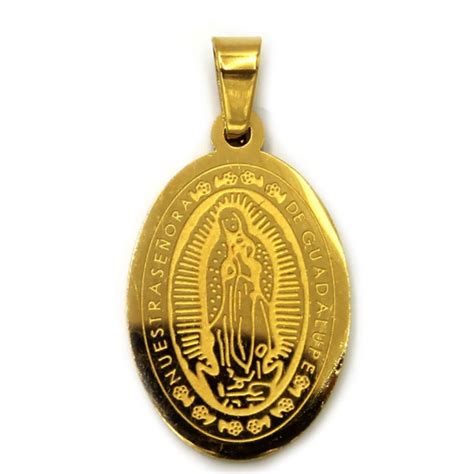 Dije Acero Dorado Virgen De Guadalupe Medalla Religiosa
