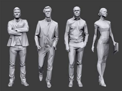 Lowpoly People Business Pack D Model Low Poly D Models Model Silhouette People