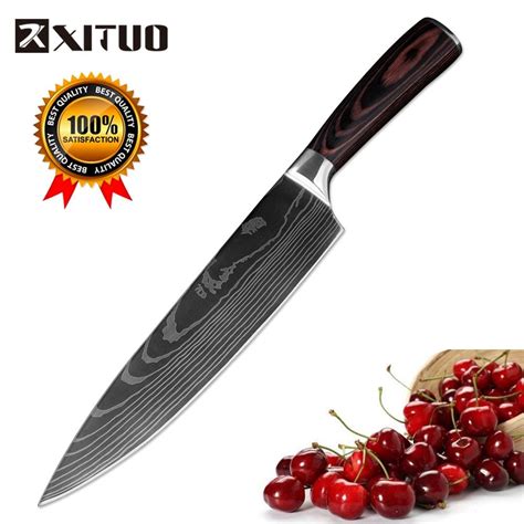 knife chef knives professional inch kitchen meat damascus japan steel stainless xituo pattern fish slicing carving japanese veget shopthenation santoku