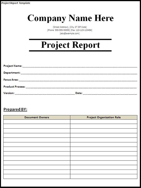 Project Report Template Word