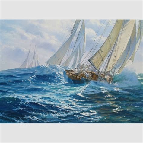 Sail Boat Painting By Alexander Shenderov Ocean Painting Large Etsy