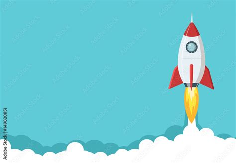Rocket Launch Illustration Business Or Project Startup Banner Concept