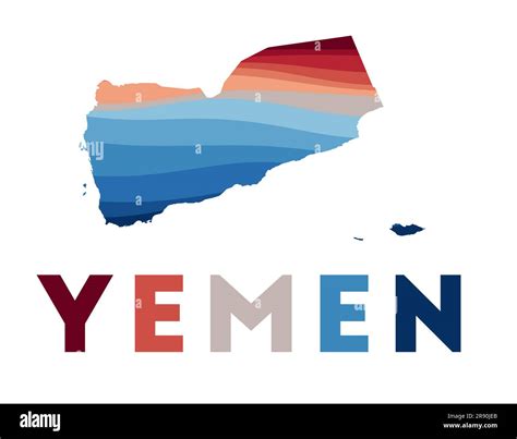 Yemen Map Map Of The Country With Beautiful Geometric Waves In Red