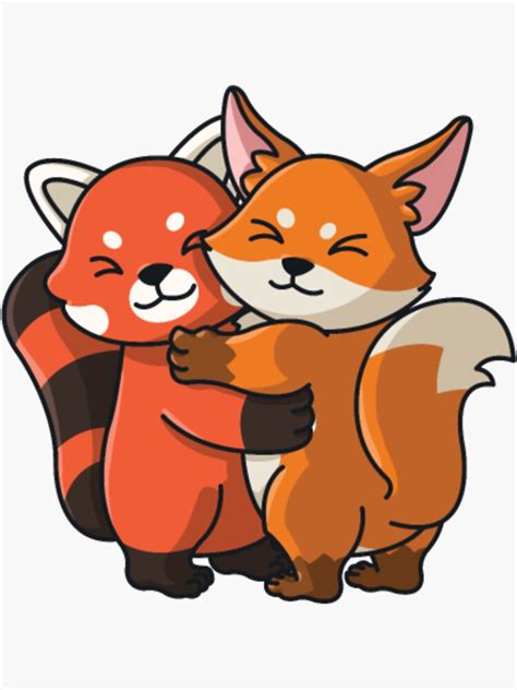 Red Panda Fox Cute Hug Cuddle Animals Sticker For Sale By Tusemoss