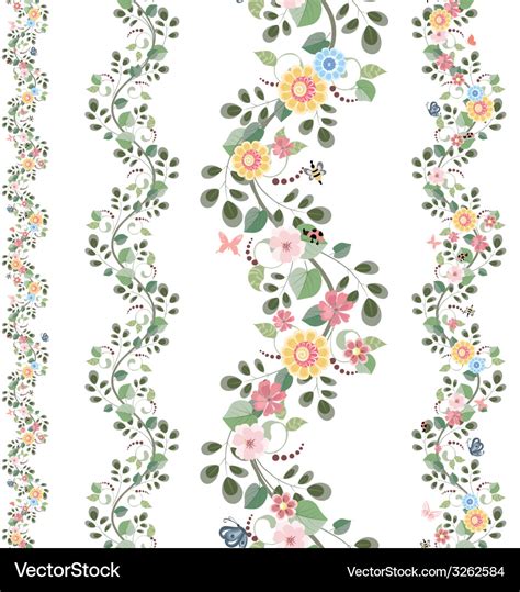 Floral Set Seamless Borders For Your Design Vector Image