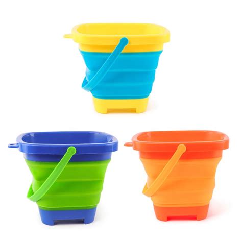 Beach Bucket Sand Toy Foldable Silicone Collapsible Buckets Summer