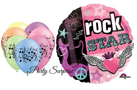 Rock Star Girl Balloon Package Music Balloons Pink Purple Guitar