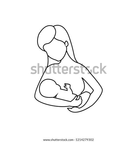 breastfeeding icon beautiful mother breastfeeding her stock vector royalty free 1214279302