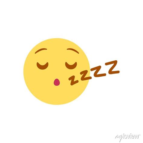 Vector Illustration Yellow Sleeping Emoji With Hand Drawn Zzzz
