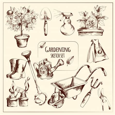 Download Gardening Sketch Set For Free