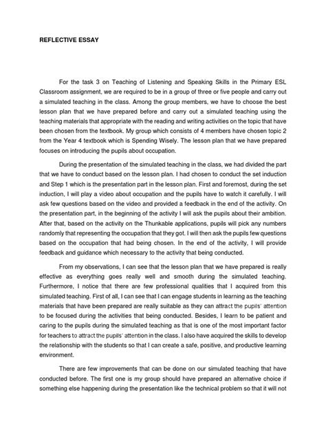 Write A Reflective Essay Reflective Essay Examples About Writing Spm