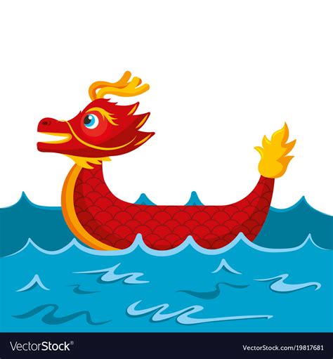 The dragon boat festival originated from the events of china's warring states period. Red dragon boat cartoon chinese in sea Royalty Free Vector