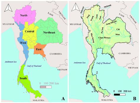 The Map Of Thailand Displays Six Geographical Regions A And Major Download Scientific Diagram