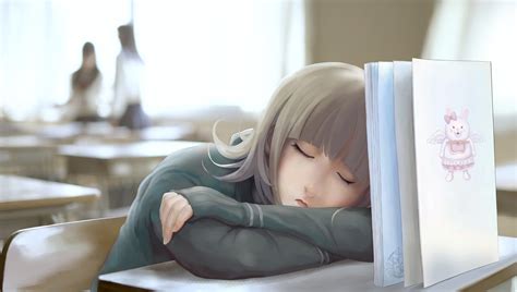 Download 2413x1369 Anime Girl Sleeping In Class Wallpapers