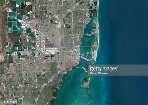 Satellite Image Of Miami Florida United States Photos And Premium High