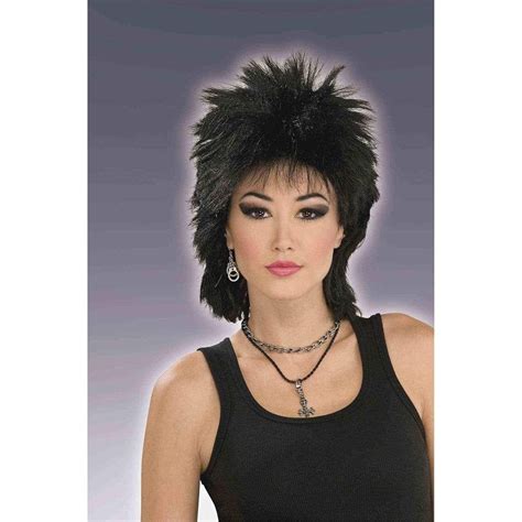 Black 80s Rock Idol Wig For Adults Wigs 80s Rock Idol