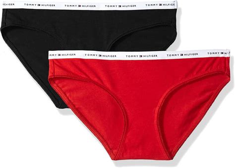 Tommy Hilfiger Womens Cotton Bikini Underwear Panty 2 Pack Apple Red
