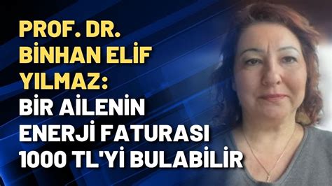 Prof Dr Binhan Elif Yılmaz Bir ailenin enerji faturası 1000 TL yi