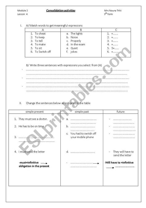 Consolidation Activities ESL Worksheet By Loujayn