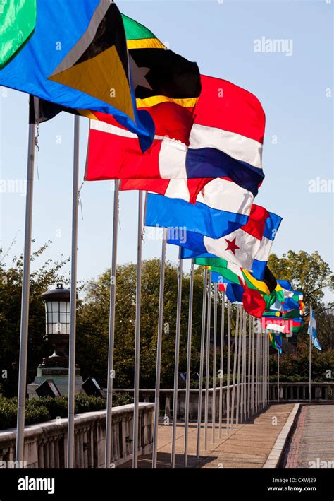 Multi National Flags On Poles Stock Photo Alamy