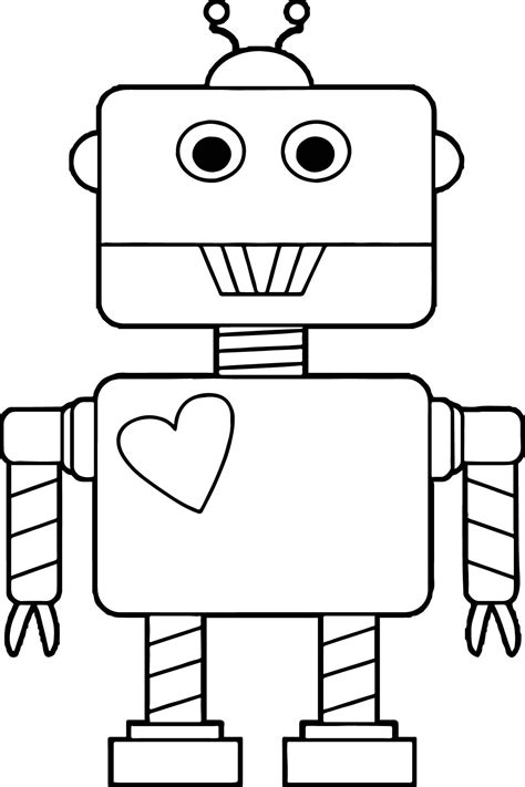 Robot With Heart Coloring Page Free Printable Coloring Pages For Kids