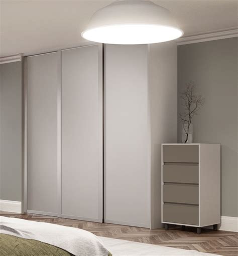 All our wardrobe doors are made to measure to fit your space in a wide range of mirror, glass or wood. Deluxe Shaker single panel sliding wardrobe doors in ...