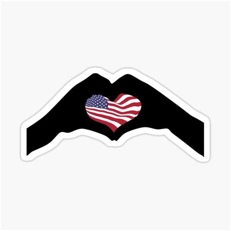 Heart Hands Silhouette America Flag Sticker For Sale By Greengoodnich
