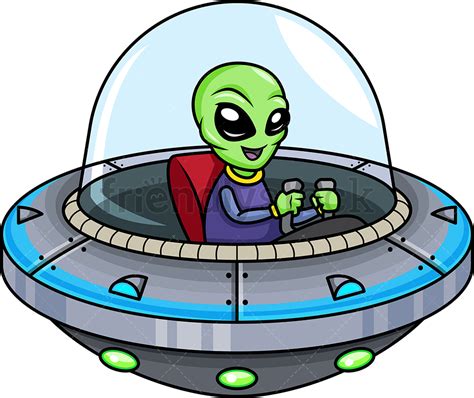 Alien Piloting Ufo Cartoon Vector Clipart Friendlystock