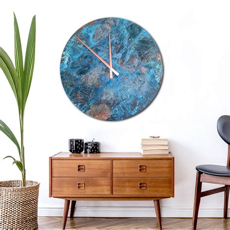 Wall Clock Extra Large Copper Clock Round Home Decor Copper Etsy