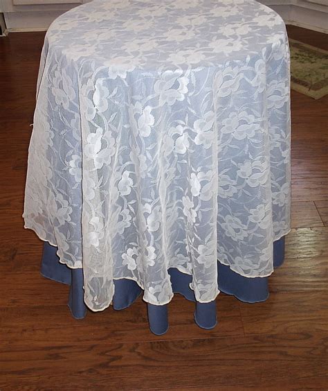 Vintage Lace Overlay Tablecloth 60 Round By Bridenetvintagelinen