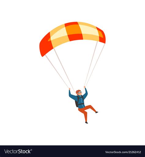 Skydiver Flying With A Parachute Parachuting Vector Image