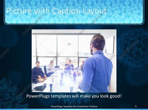 Powerpoint Template 3d Blue Viruses On Dark Colored Background With