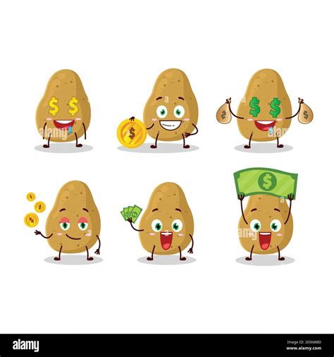 Potato Cartoon Character With Cute Emoticon Bring Money Vector