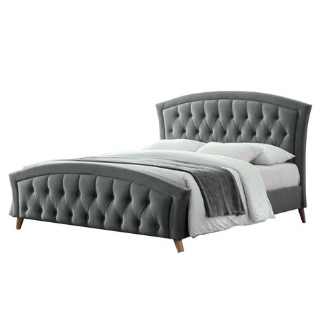 This bed is offered in a variety of color options to fit. NEW Light Grey Upholstered Luxury Cativa Queen Bed Frame