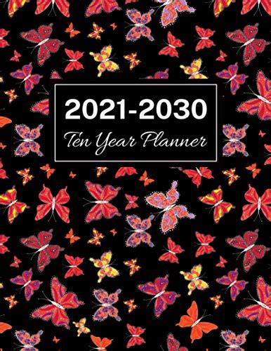 2021 2030 Ten Year Planner Multicolored Butterflies 120 Months