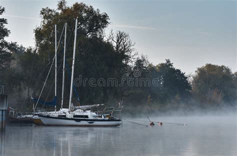 Boats Moored On A Foggy Morning Stock Image Image Of Sailing Summer 130983407