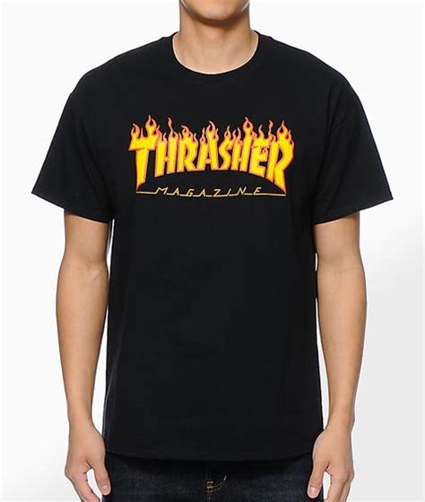 Thrasher Flame Logo Black T Shirt Zumiez From Zumiez On 21 Buttons
