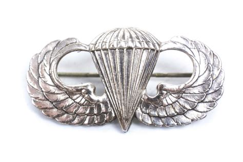 Us Sterling Silver Paratrooper Jumping Wing Ns Meyer Fjm44