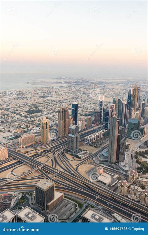 Dubai Downtown Morning Scene Top View Editorial Image Image Of