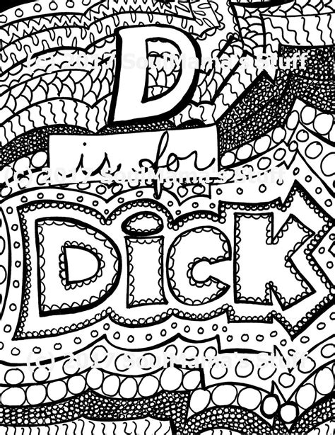 D Is For Dick Adult Coloring Page Digital Download Swear Etsyde