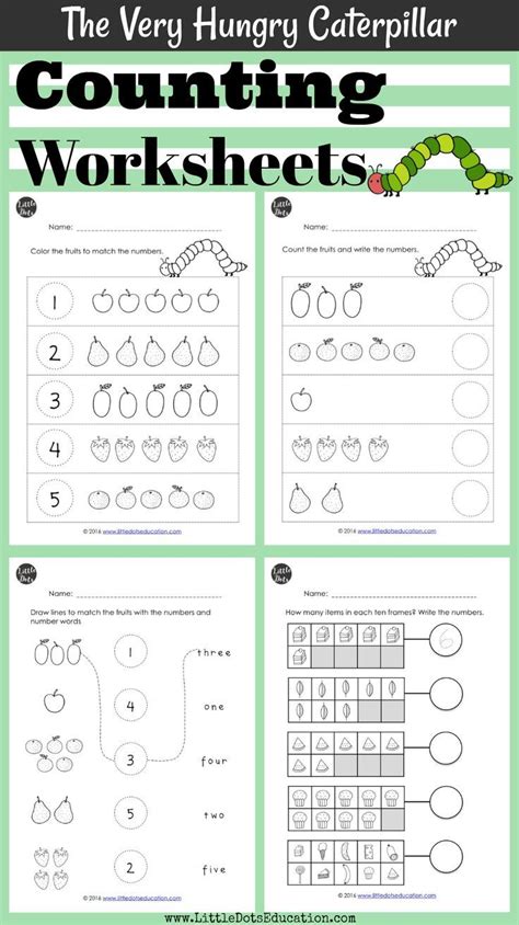 The Very Hungry Caterpillar Theme: Numbers and Counting Worksheets and