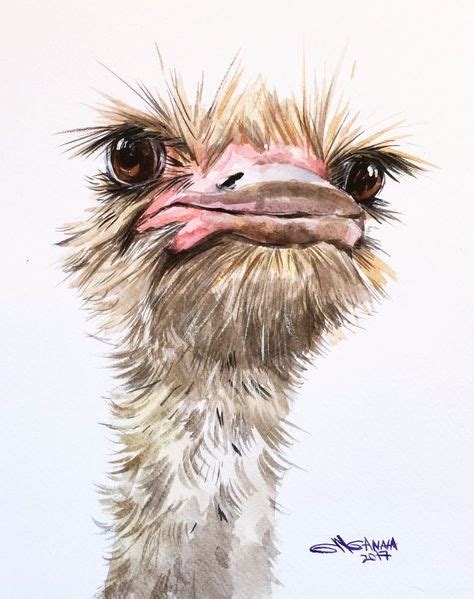 Details About Amazing Original Fine Art Painting Of An Ostrich Acrylic