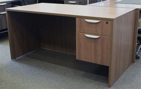 Office Source Single Pedestal Desk 30 X 60 Desk Modern Walnut