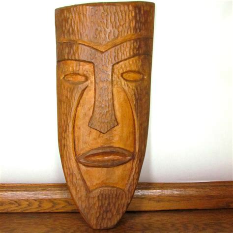 Vintage Ooak Hand Carved Wood Tiki Mask Folk Art C 1930s 1950s