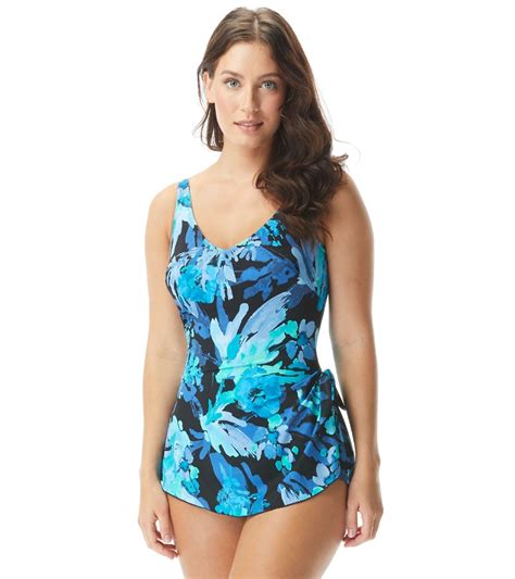 Roxanne Chlorine Resistant Painted Petals V Neck Sarong One Piece