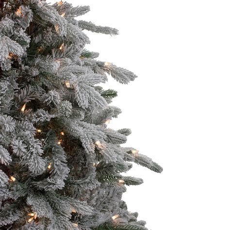 65 Pre Lit Flocked Saratoga Spruce Artificial Christmas Tree Clear