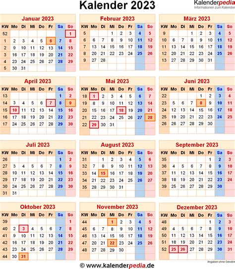 Kalender 2023 Th 252 Ringen Ferien Feiertage Excel Vorlagen Photos