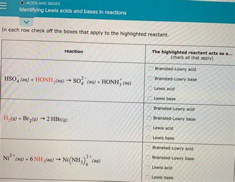 Solved O Acids And Bases Identifying Lewis Acids And Bases